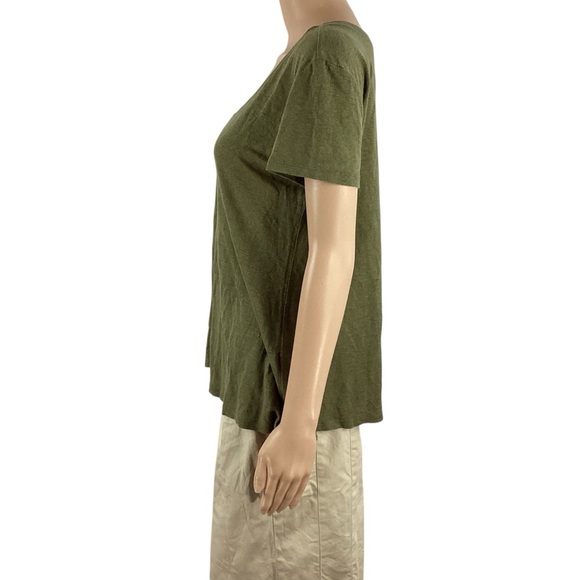 Eileen Fisher Organic Linen V-Neck Green Short Sleeve Tee XS - Picture 4 of 7
